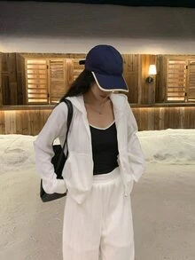 DAZY Women's Hooded Sweatshirt And Loose Pants Casual 2 Pieces Set - White - View 2