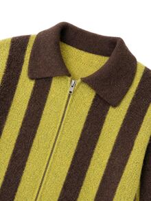 Nöista Women's Striped Colorblock Casual Daily Cardigan - Coffee Brown - View 10