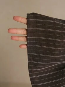 Poéselle Women's Striped Button-Front Long Sleeve Elegant Blouse - Brown - View 9