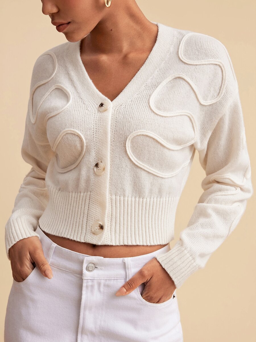 Travachic Women's Long Sleeve Single-Breasted Fashion Elegant Romantic Cardigan , White,Versatile Outerwear, Suitable For Commuting, Daily, Casual, Outing - Blue - View 1