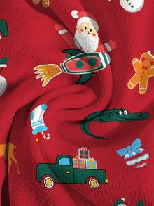 PopScrub Fun Christmas Red Santa Claus Snowman Gingerbread Man Socks Car Women's Scrub Uniform Top - Multicolor - View 5