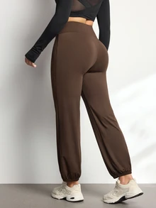 Easithlete Easithlete Women's Solid Color Casual Daily Wear Sports Leggings - Brown - View 5