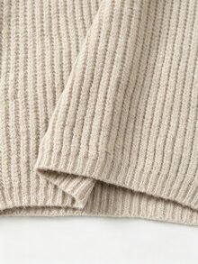 SHEIN 瀑布領落肩開襟衫 - 駝色 - 查看 7