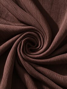 Modelyn Women's Autumn/Winter Coffee Color Pleated Knit Frill Trim Long Sleeve Maxi Dress 2 Pieces Set - Coffee Brown - View 7