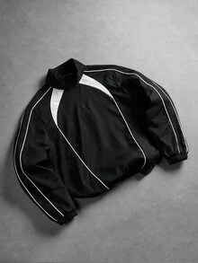 PAVTROS Men's Colorblock Casual Versatile Daily Travel Long Sleeve Jacket - Black - View 3
