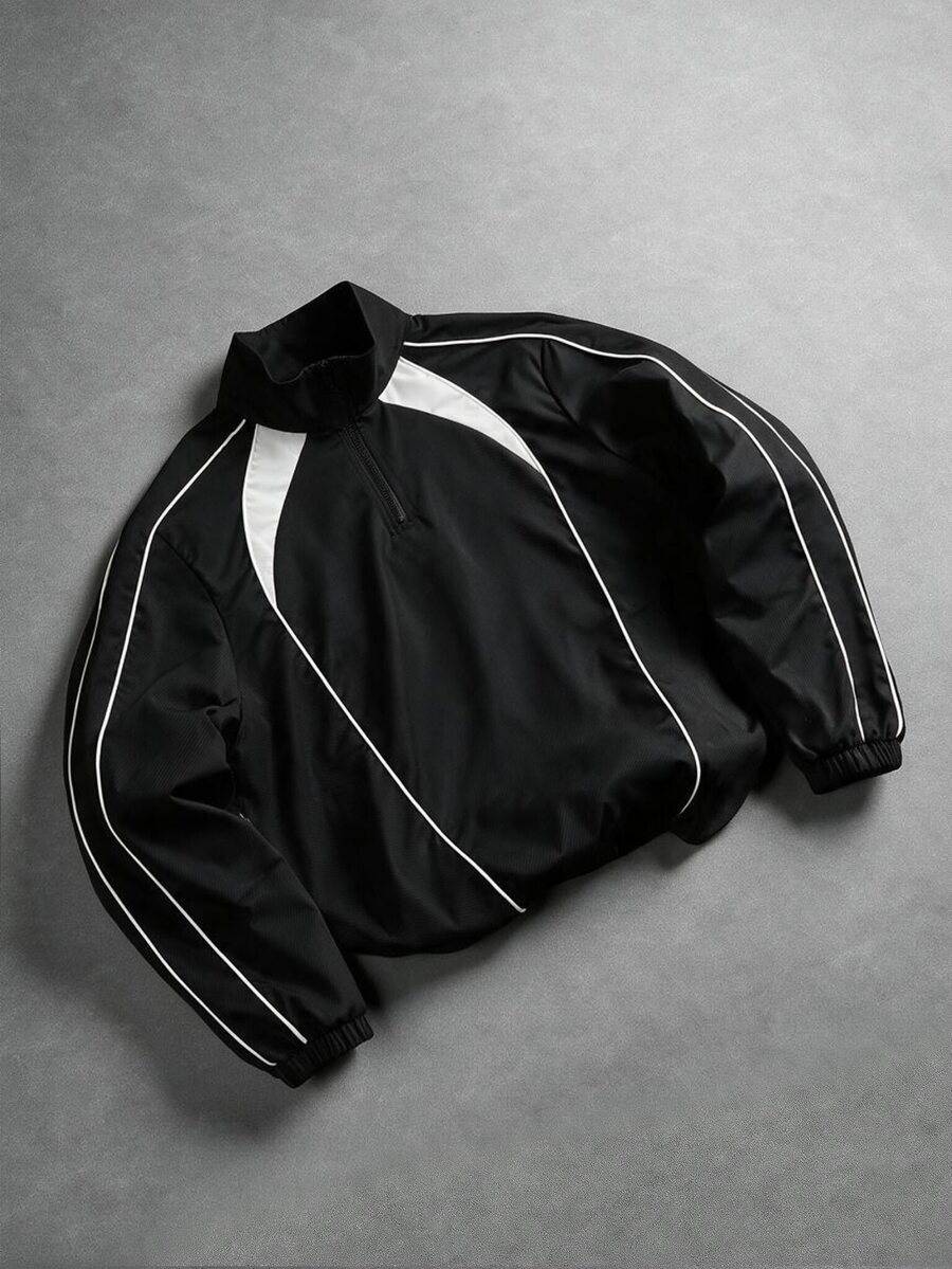 PAVTROS Men's Colorblock Casual Versatile Daily Travel Long Sleeve Jacket - Black - View 1