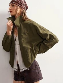 Bohemela Women's Casual Zip-Up Long Sleeve Jacket, Versatile For Everyday Wear - Army Green - View 3