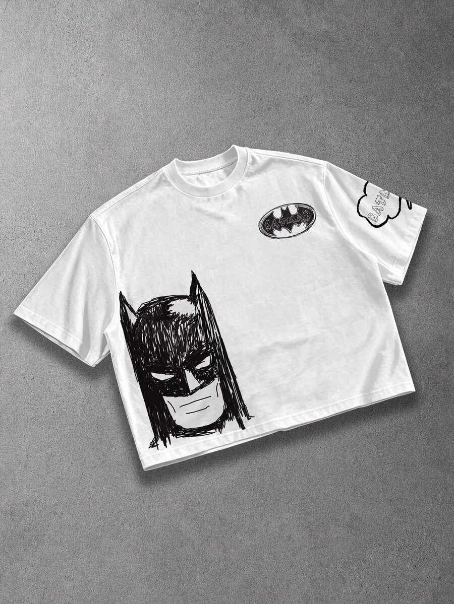 BATMAN X SHEIN Manfinity EMRG 男士卡通圖案休閒日常短袖T恤 - 彩色 - 查看 1
