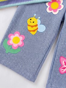 SHEIN 新生兒條紋長袖上衣與長褲休閒日常套裝 - 彩色 - 查看 5