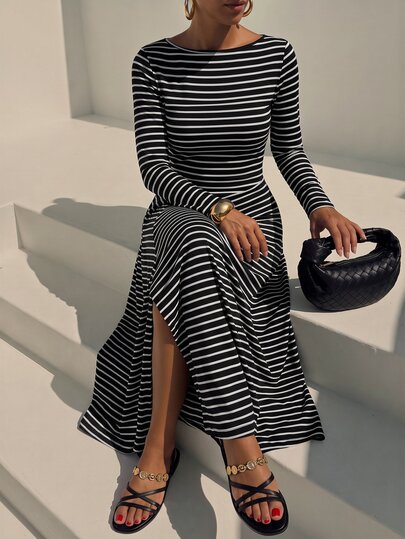 Zivah Women's Striped Casual Daily Summer Long Dress
