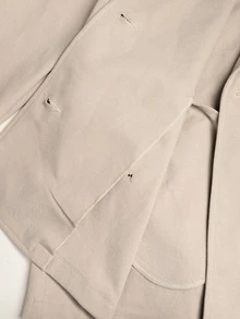 SHEIN 少女優雅雙排扣繫帶風衣法式風格秋冬服飾 - 卡其色 - 查看 12