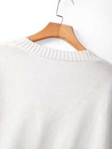 Elenzga Plus Size Women's Sequin Casual Versatile Daily Outing Cardigan - White - View 8