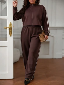 Sweetra CURVE Sweatshirt Pendek Kasual Sporty Ukuran Plus Wanita - Coffee Brown - View 7