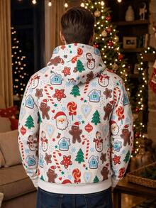 SHEIN [Excl, Baby & Kids]Christmas Cartoon Print Long Sleeve Hoodie Sweatshirt For Men - Multicolor - View 3