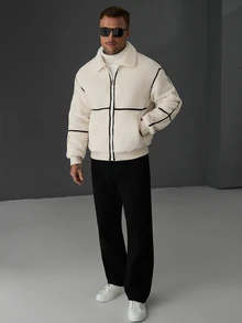 Manfinity CasualCool Men's Long Sleeve Zip-Up Casual Jacket - Beige - View 4