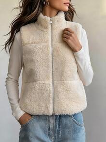 SHEIN New Casual Versatile Fashion Women's Lamb Wool Jacket - Apricot - View 7
