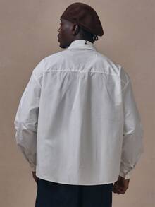 Musero Oversized Shirt With Pocket Detail Contrast Embroidery On Pocket Autum Winter Essentials - White - View 4