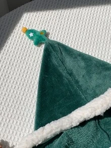 SHEIN 中性新生兒嬰兒男/女童、幼兒秋冬可愛毛絨聖誕老人連身衣、嬰兒冬季連身褲、聖誕老人套裝、聖誕節 - 綠色 - 查看 6