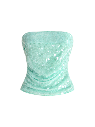 ROMWE Avant Sequin Mint Green Fitted Women's Top For Party