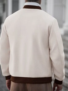 Manfinity CasualCool 男士純色休閒大衣，口袋設計，適合日常通勤穿著，也是送給男友和丈夫的理想禮物 - 杏色 - 查看 2