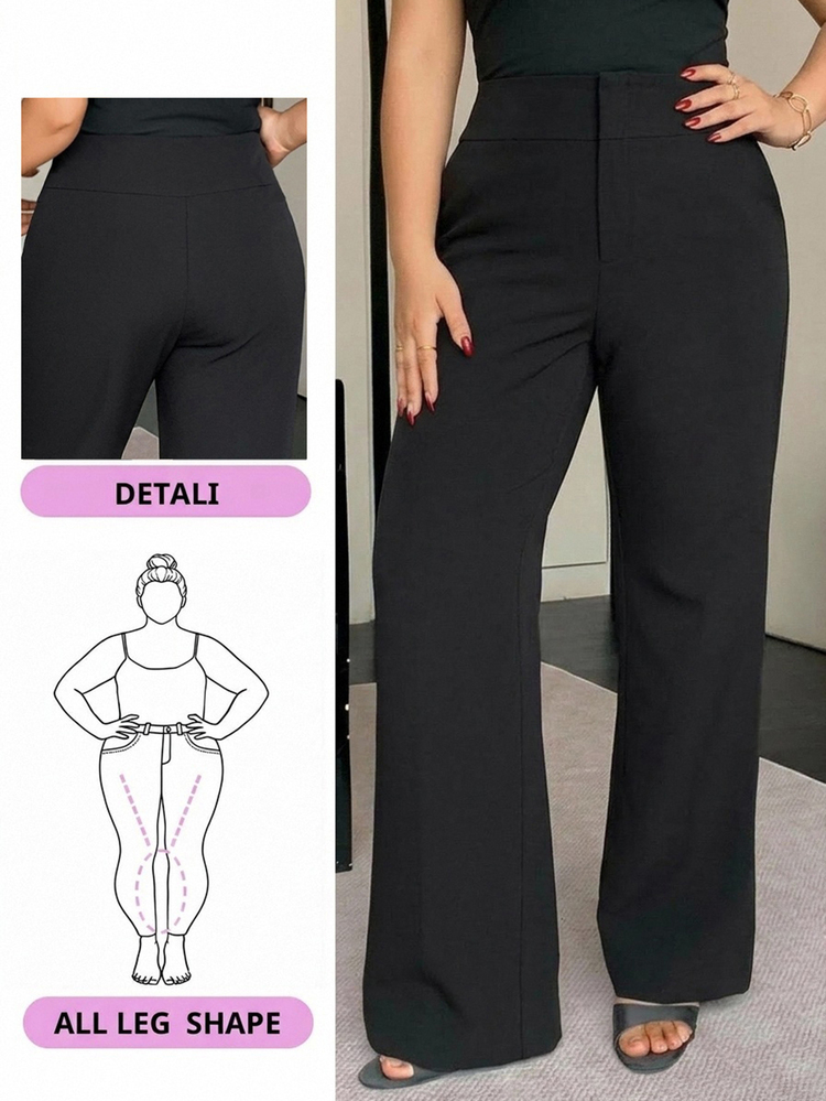 REIGN AVE Celana Panjang Hitam Polos Model Lurus Longgar Kasual, Cocok untuk Semua Musim - Hitam - View 4