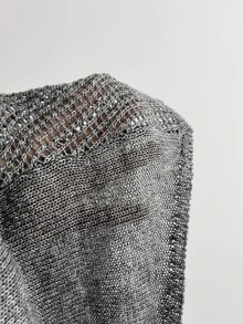 Elamini Women's Mesh Patchwork Casual Versatile Daily Wear Cardigan - Dark Grey - View 6