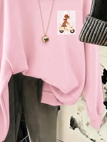 Tween Girl Tween Girl Tween Girl Casual Cartoon Print Autumn Sweatshirt - White - View 5