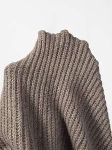 SHEIN Waterfall Collar Drop Shoulder Cardigan - Khaki - View 7