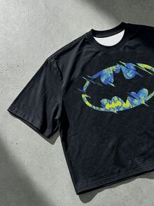 BATMAN X SHEIN Manfinity EMRG 男士街頭風休閒寬鬆版型T恤 - 彩色 - 查看 3