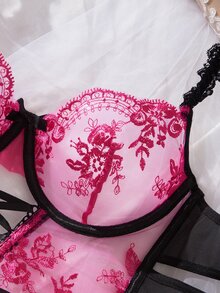 SHEIN Sexy Sheer Embroidered 2-Piece Set - Multicolor - View 4