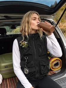 WanderVale Women's Solid Color Casual Versatile Daily Outdoor Vest - Black - View 3