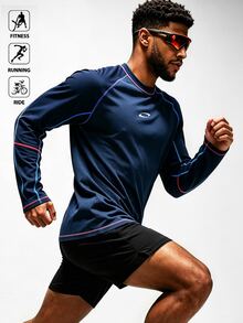 Acti Log Men's Colorblock Casual Daily Travel Sports Long Sleeve T-Shirt - Multicolor - View 5