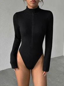 Dewbera Dewbera Women's Solid Color Casual Daily Travel Sports Long Sleeve Jumpsuit - Black - View 2