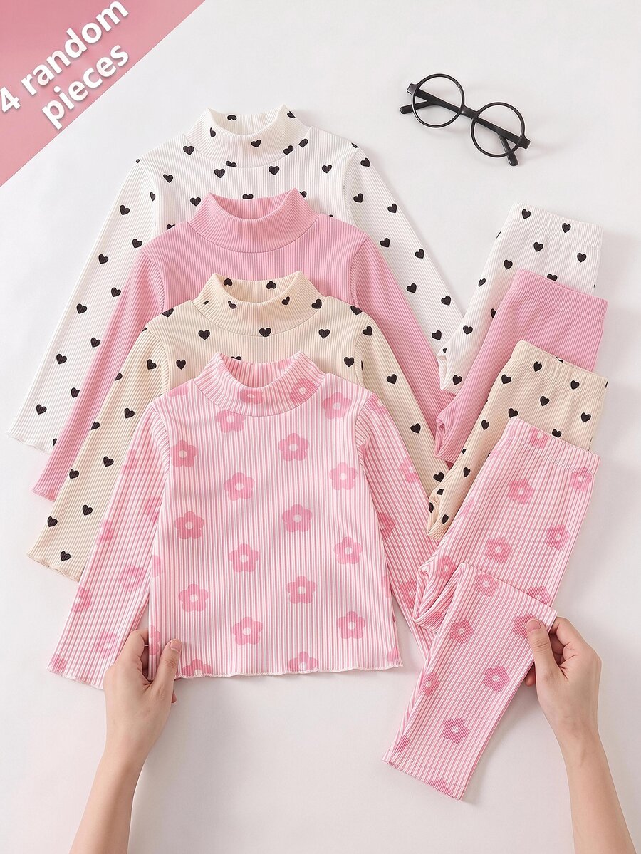SHEIN 4件組女嬰褲裝 - 彩色 - 查看 1