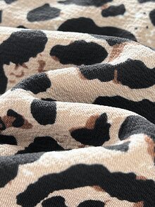 SHEIN 女嬰針織豹紋寬鬆休閒極簡舒適圓領套頭衛衣與長褲2件套 - 彩色 - 查看 6