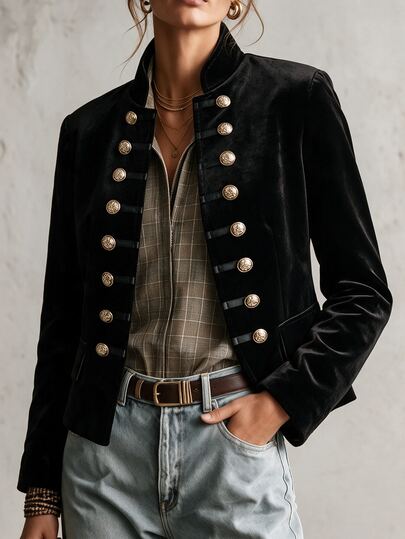 LUMIGAL Women's Double-Breasted Metal Button Design Long Sleeve Casual Napoleon Winter Coat
