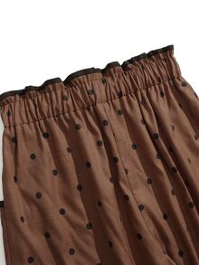 GlowEve Women's Dot Print High Waist Pocket Detail Straight Leg PantsFall - Brown - View 4