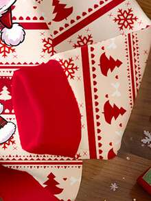 1pc Young Girls Casual Fresh Cute Cartoon Red & White Christmas Rabbit Momo Pattern Crew Neck Sweatshirt, Christmas Fall Outfits - Pink - View 6