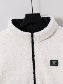 SHEIN Teen Boys' Jacket Thermal Lined Hooded Padded Quilted Winter Coat,Back-To-School Winter Autumn - Black - View 8
