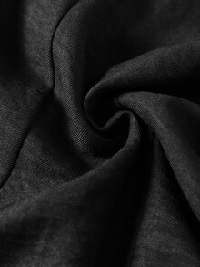 Linhara CURVE Plus Size Autumn/Winter Premium Black Stand Collar Front Button New Chinese Style Long Sleeve Straight Leg Pants With Pockets 2 Pieces Set - Black - View 7