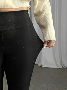 GalTyme Plus Size Women's Shiny High Waist Casual Versatile Leggings - Multicolor - View 1
