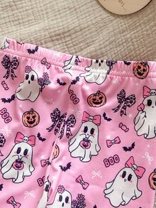 新生女嬰可愛卡通圖案長袖家居服套裝 - 粉色 - 查看 7