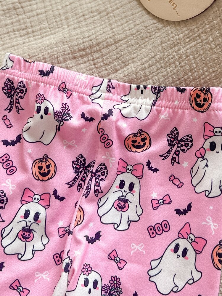 Newborn Baby Girl Cute Cartoon Pattern Long Sleeve Loungewear Set - Pink - View 7