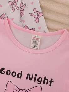 四季通用秋冬少女時尚可愛芭蕾女孩印花長袖圓領舒適牛奶絲面料居家睡裙 - 粉色 - 查看 5