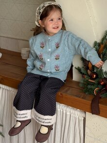 DAZY Infant/Toddler (Girl) Autumn/Winter Korean Style Loose Denim Long Pants - Black - View 6