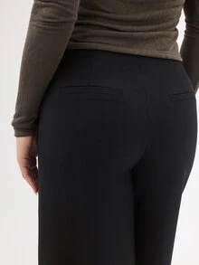 KÆRIA Hus High Waist Flat Front Wide Leg Suit Pants - Fluid Tailoring - Black -  Tailored, Minimalist - Black - View 7