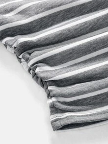SHEIN Tween Girl Autumn/Winter Grey Striped Sweatshirt, Casual Versatile Sporty Streetwear For Daily Wear - Grey - View 7
