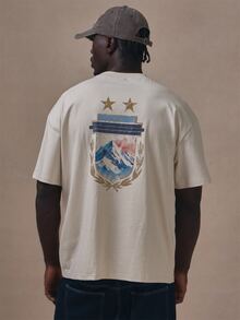 Musero Oversized Drop Shoulder Badge Graphic Tshirt Autum Winter Essentials - Apricot - View 1