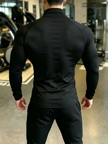 GymBeat Men's Spider Pattern Zipper Casual Daily Long Sleeve Sports Jacket Fall - Black - View 2