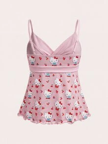 CovetEZ HELLO KITTY AND FRIENDS | SHEIN 女款可愛甜美卡通印花繫腰細肩帶背心，適合外出、街頭穿搭、機場造型 - 彩色 - 查看 3